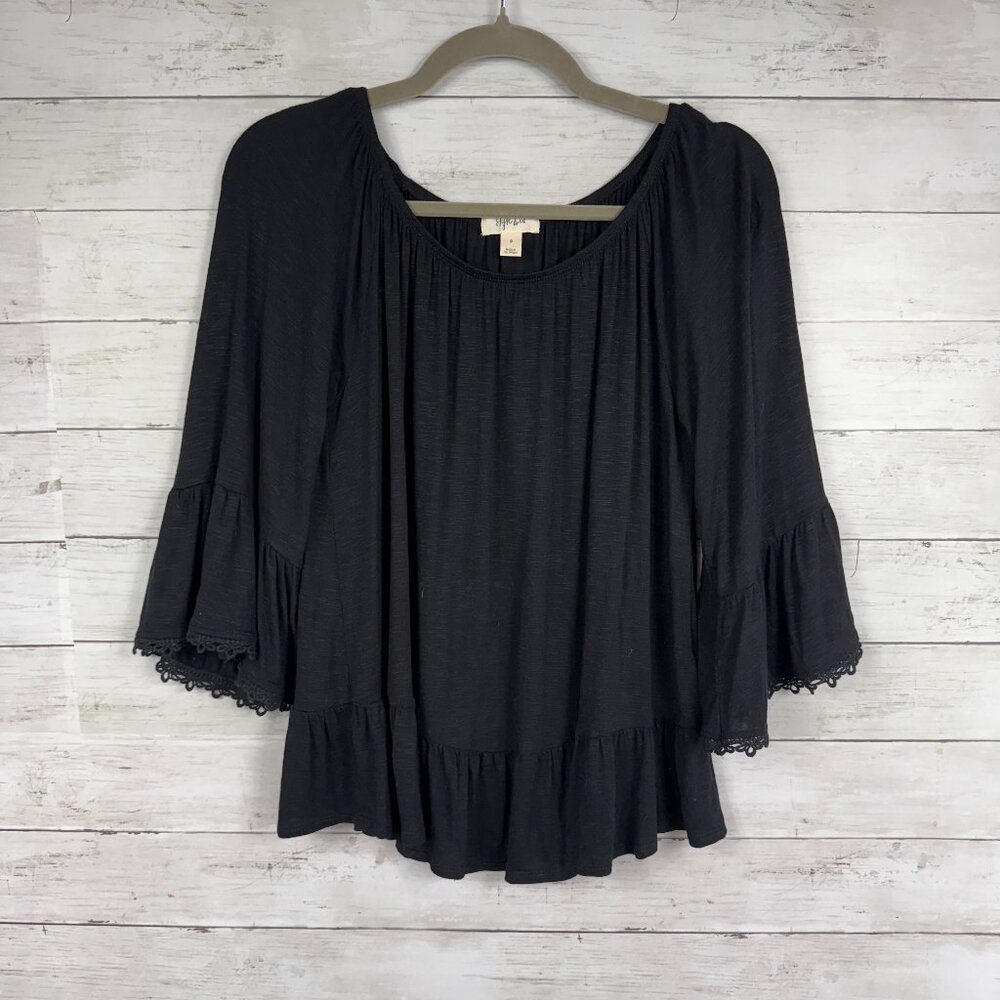 Style & Co Black Off Shoulder 1/2 Sleeve Blouse